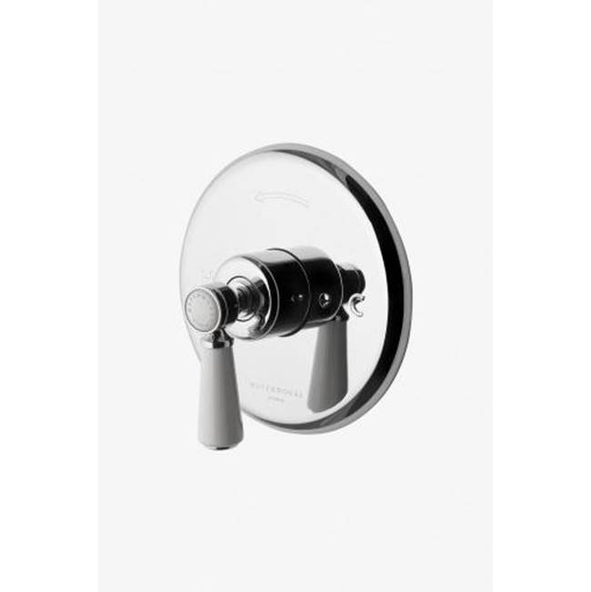 Waterworks Studio COMMERCIAL ONLY Highgate Pressure Balance Control Valve Trim with White Porcelain Lever Handle in  Burnished Brass PVD